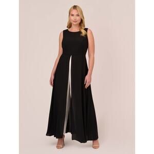 Adrianna Papell sz 16 black cream Long Plus Size Formal Jumpsuit dress